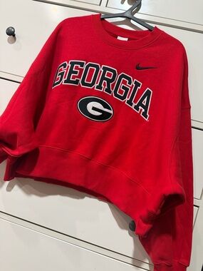 Nike Red Georgia Crewneck Sweatshirt with Black & White Logo